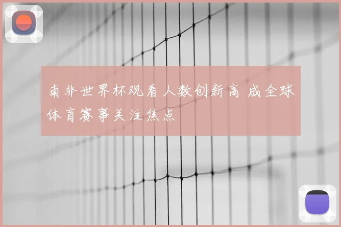 南非世界杯观看人数创新高 成全球体育赛事关注焦点